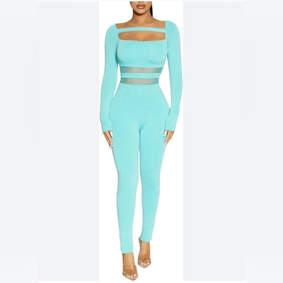 naked wardrobe Pants - Naked Wardrobe Teal Jumpsuit